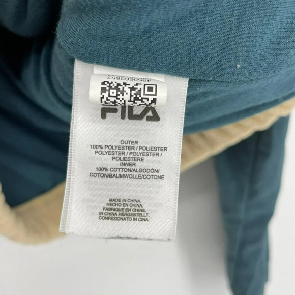 Fila Sweatshirt Womens XS Green Beige Fleece Colorblock Zip Drawstring Pullover - Picture 8 of 9